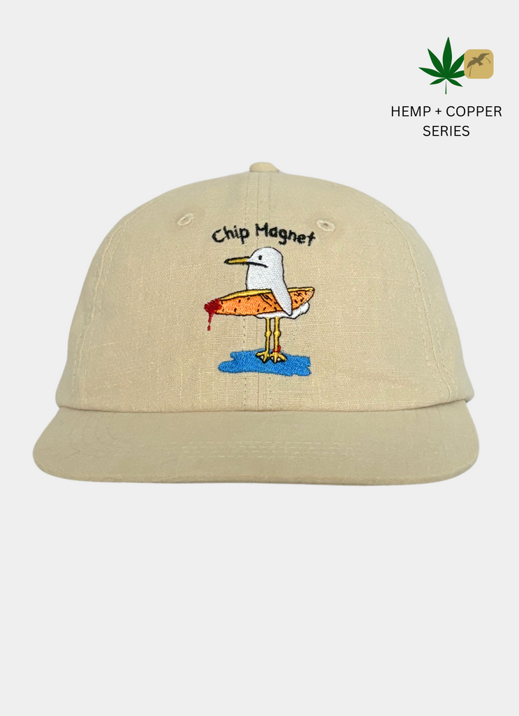 Chip magnet seagull beige hemp 6 panel hat by bird & hill.