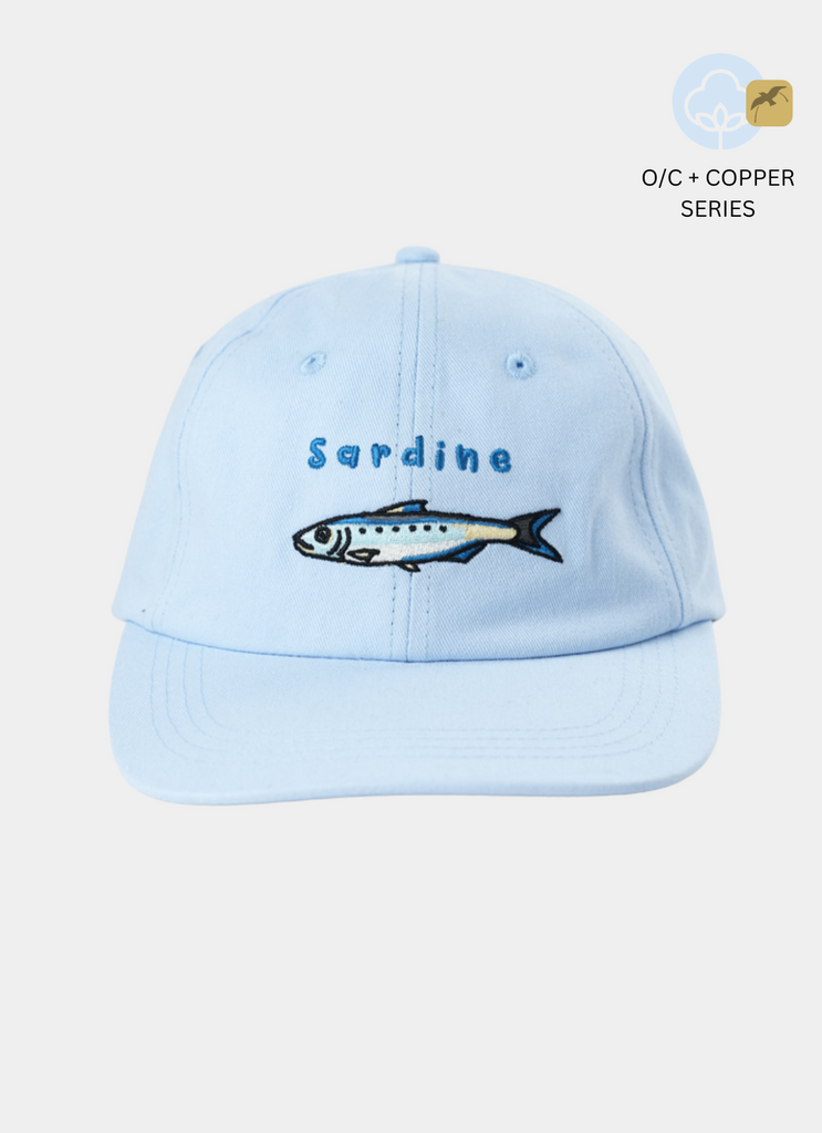 Sardine fishing dad cap 6 panel baby blue by bird & hill.